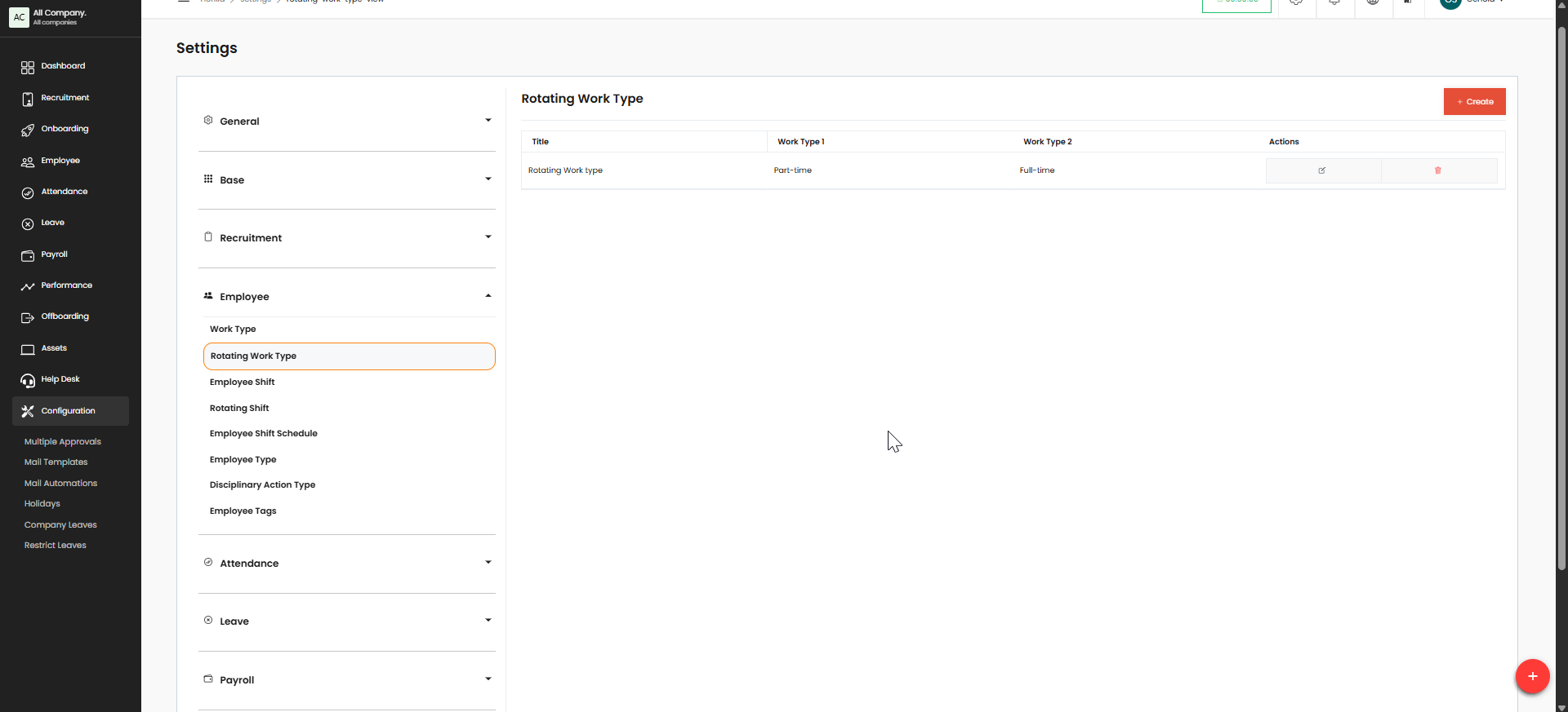 Employee Settings