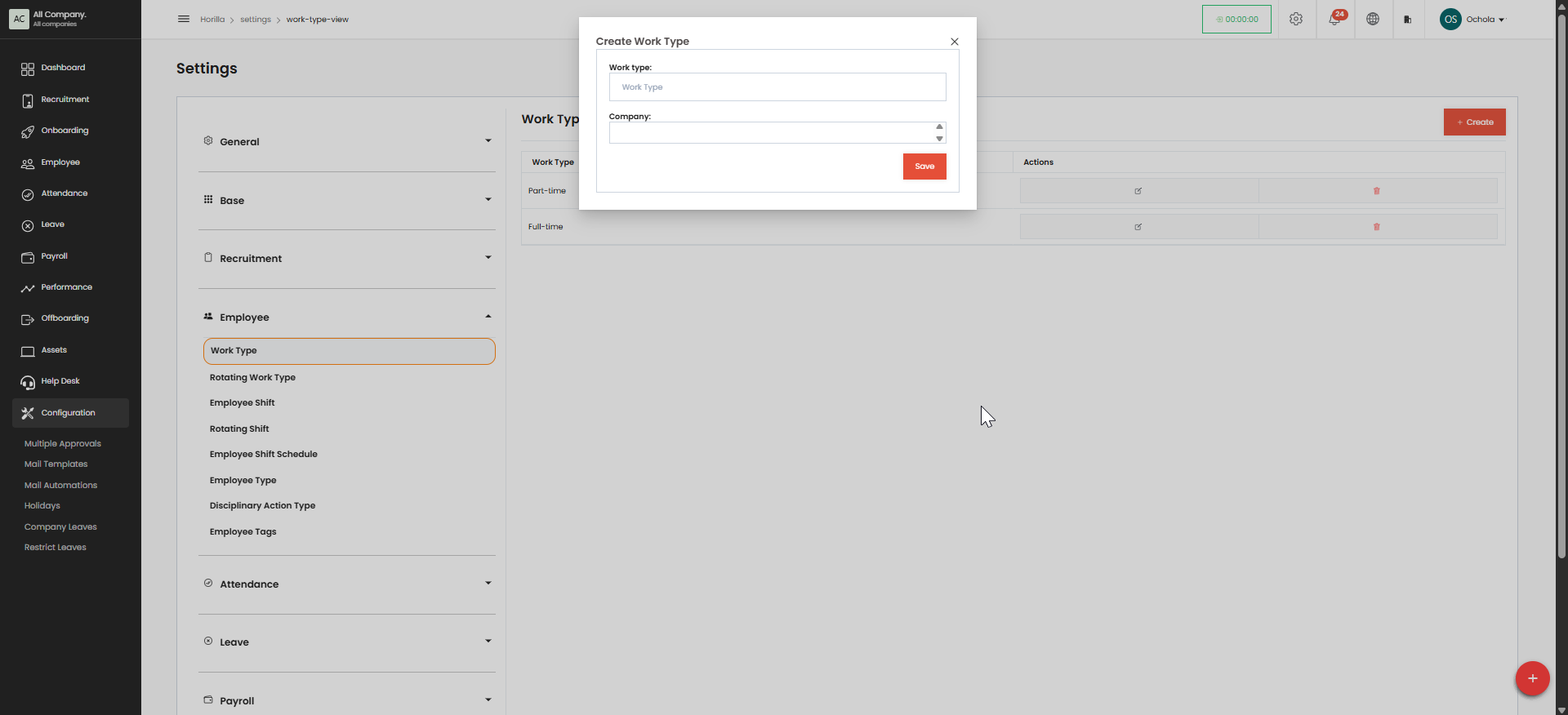 Employee Settings